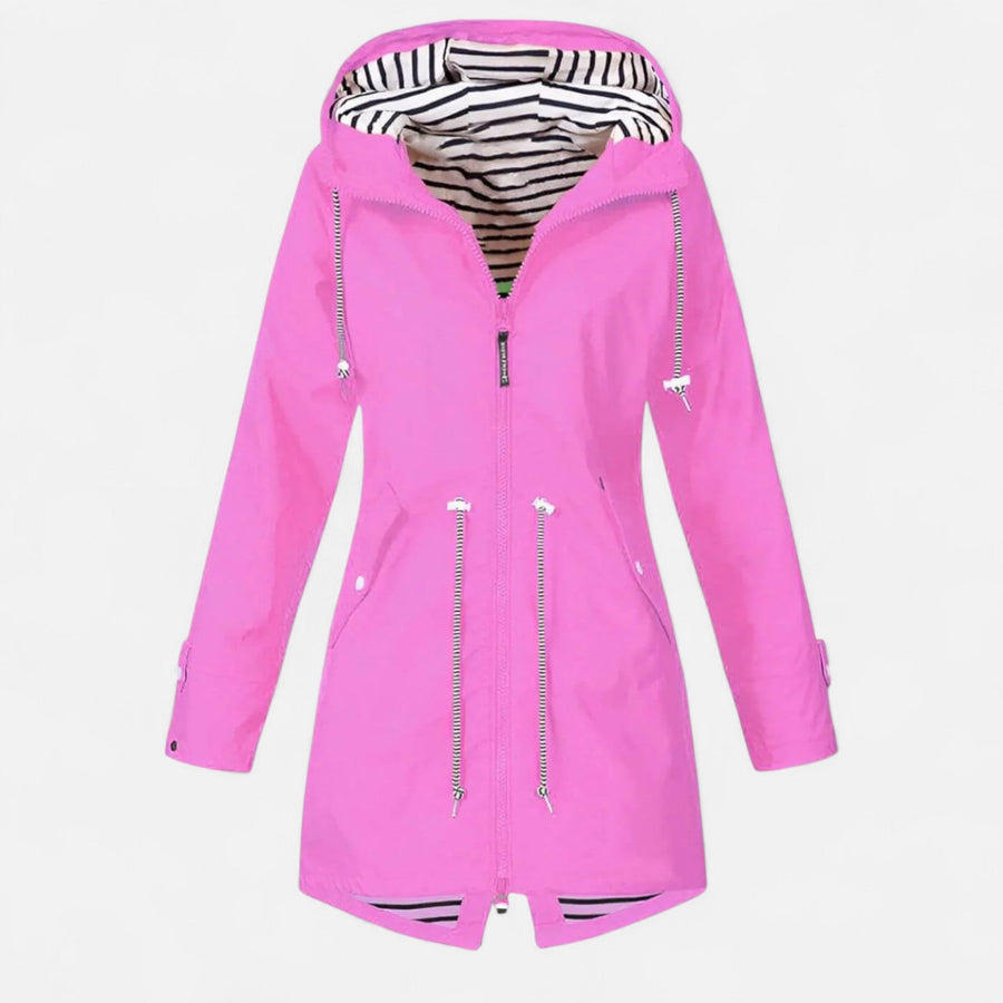 Chaqueta con capucha para mujer con cintura ajustable para el entretiempo