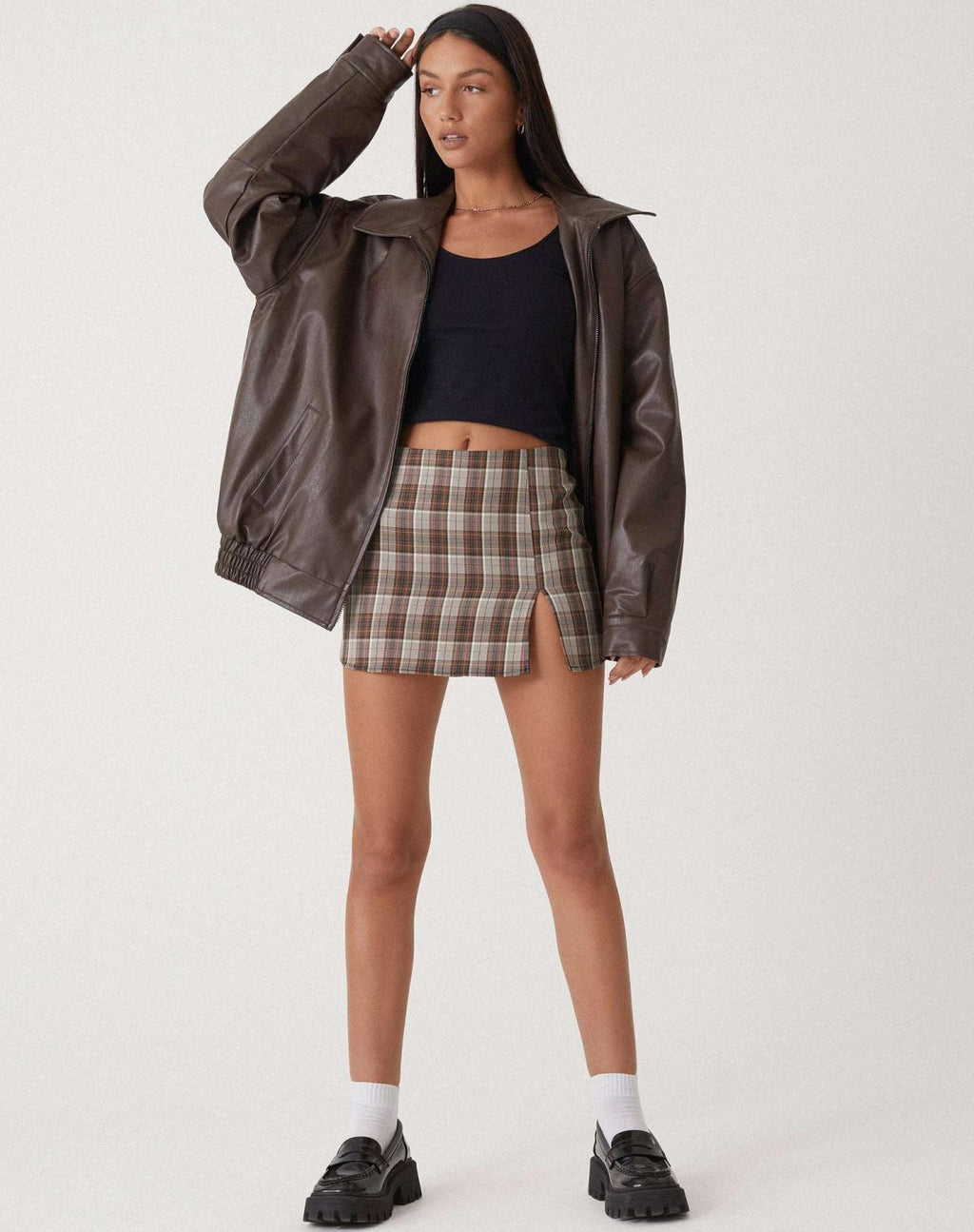 Chaqueta oversize para mujer de efecto cuero